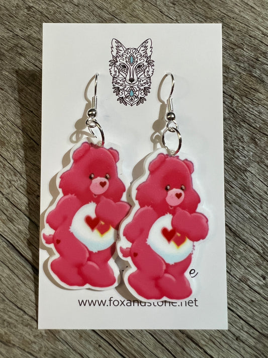Pink Double Love Bear Earrings