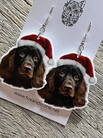 Cocker Spaniel Xmas Dog Earrings