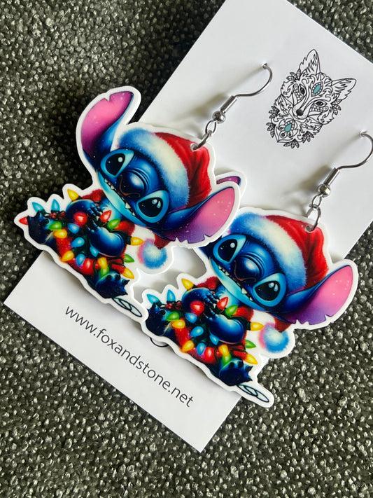 Stitch Merry Xmas Earrings