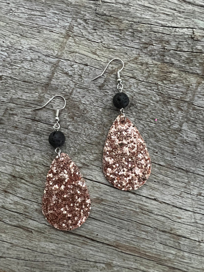 Copper Sparkle Lave Rock Earrings