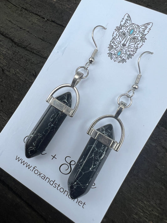 Vein Jasper Gemstone Bullet Point Earrings