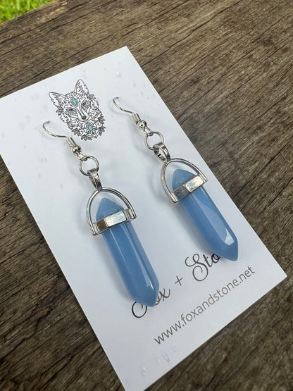 Blue Agate Natural Gemstone Earrings