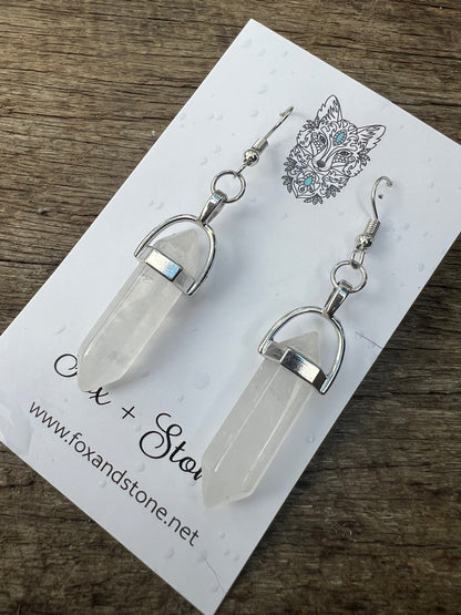 Clear Quartz Natural Gemstone Earrings