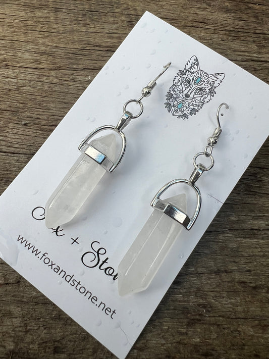 Clear Quartz Natural Gemstone Earrings