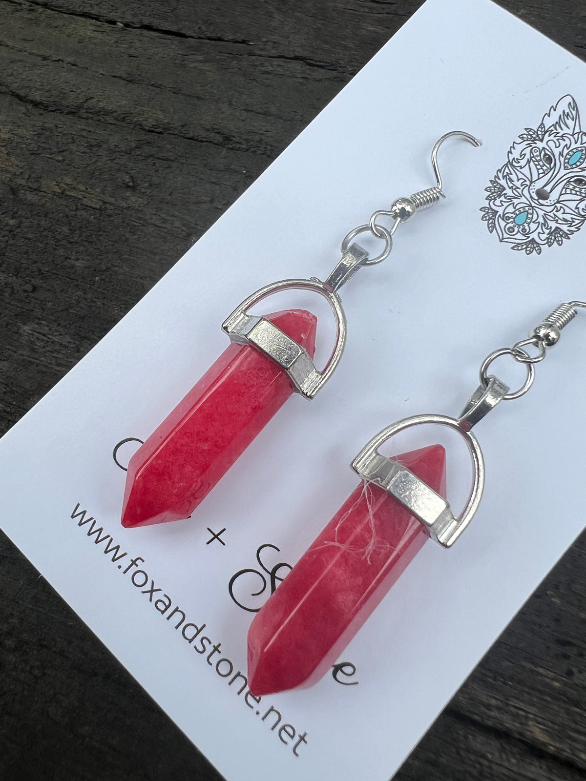 Red Rose Quartz Natural Gemstone Earrings