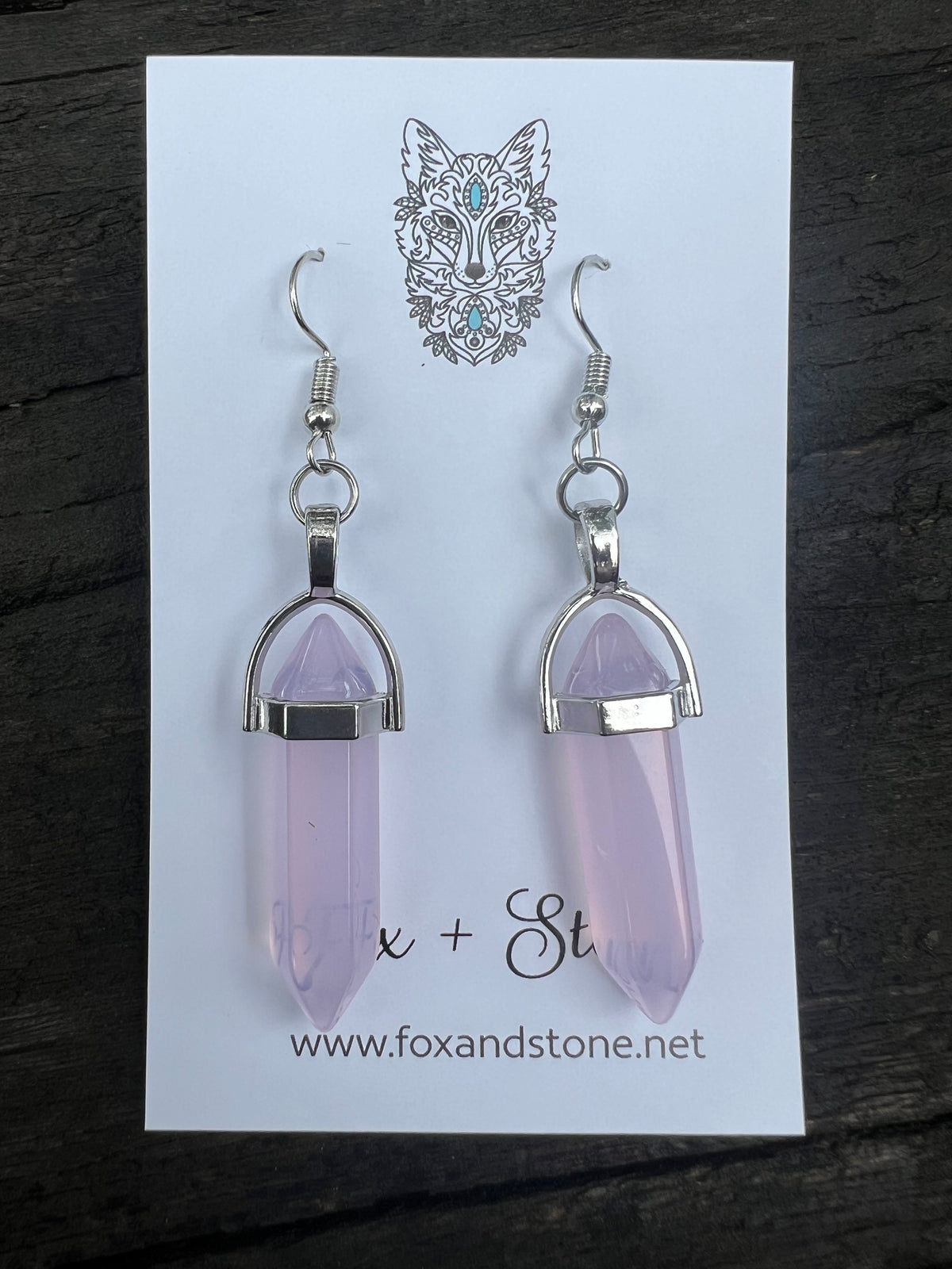 Pink Clear Quartz Natural Gemstone Earrings