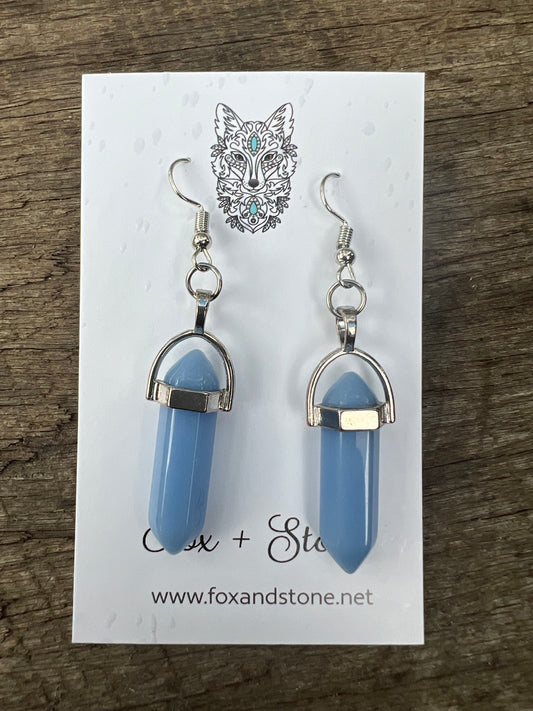 Blue Agate Natural Gemstone Earrings