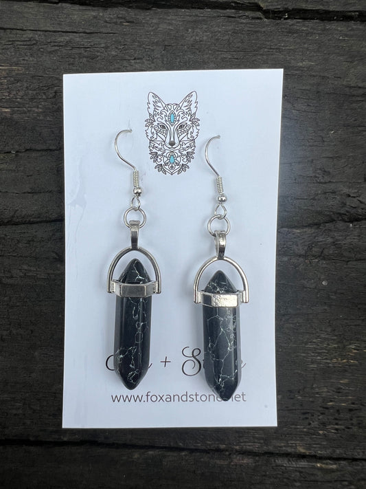 Vein Jasper Gemstone Bullet Point Earrings