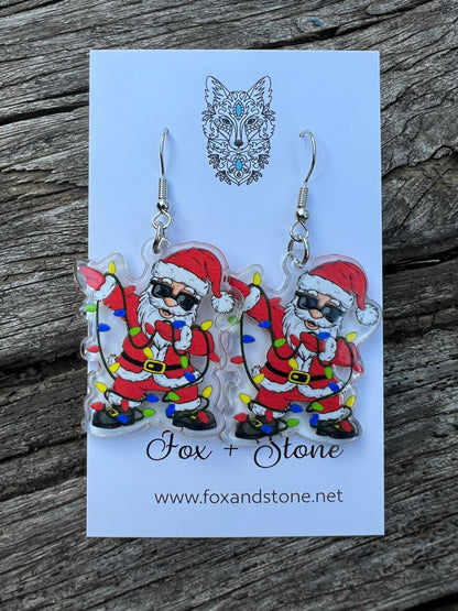Merry Christmas Santa Lights Earrings