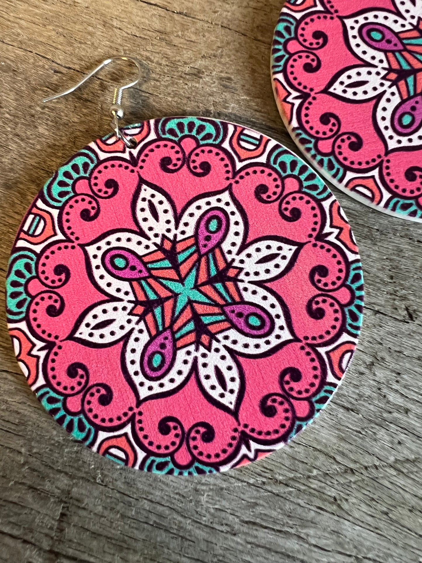 Bold Round Lollypop Wood Earrings