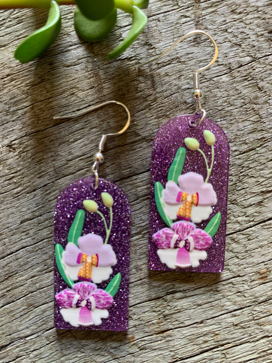 Glitter Garden Purple Earrings