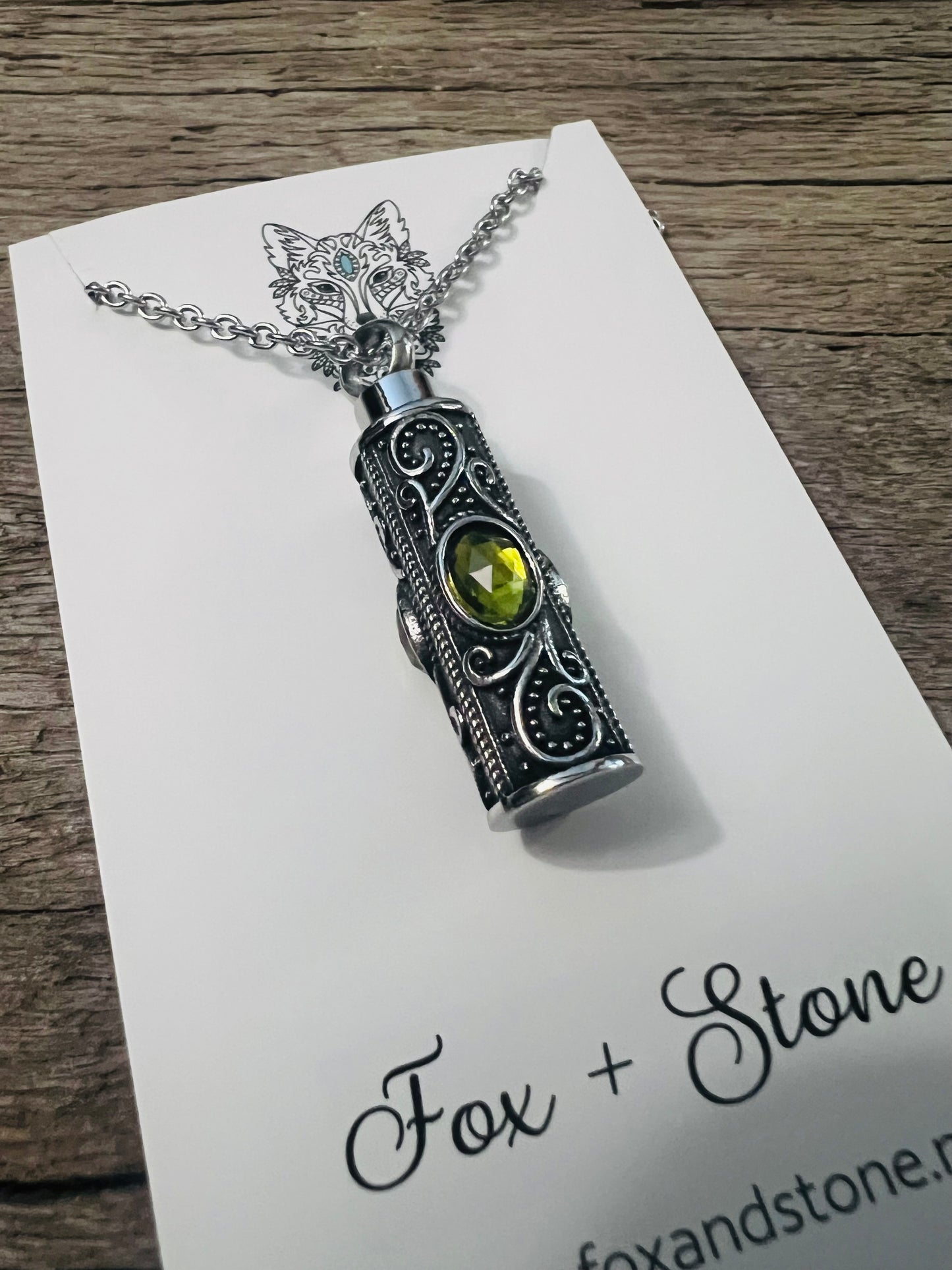 Ashes Keepsake Pendant Stainless Steel Lime Stones