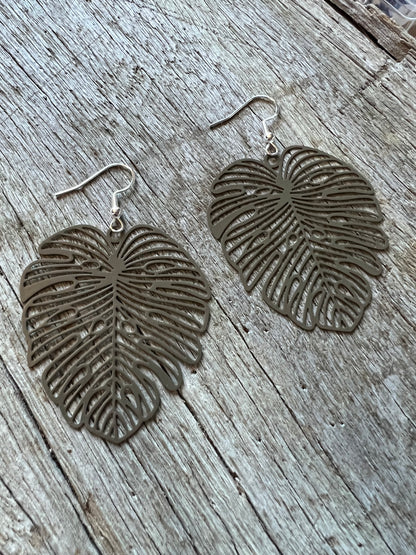 Athena Dark Olive Leaf Earrings
