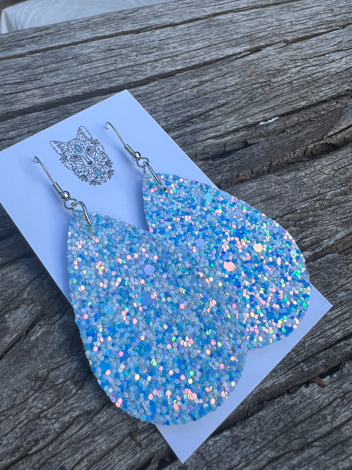 Ice Blue High Sparkle Large Sequin Earrings