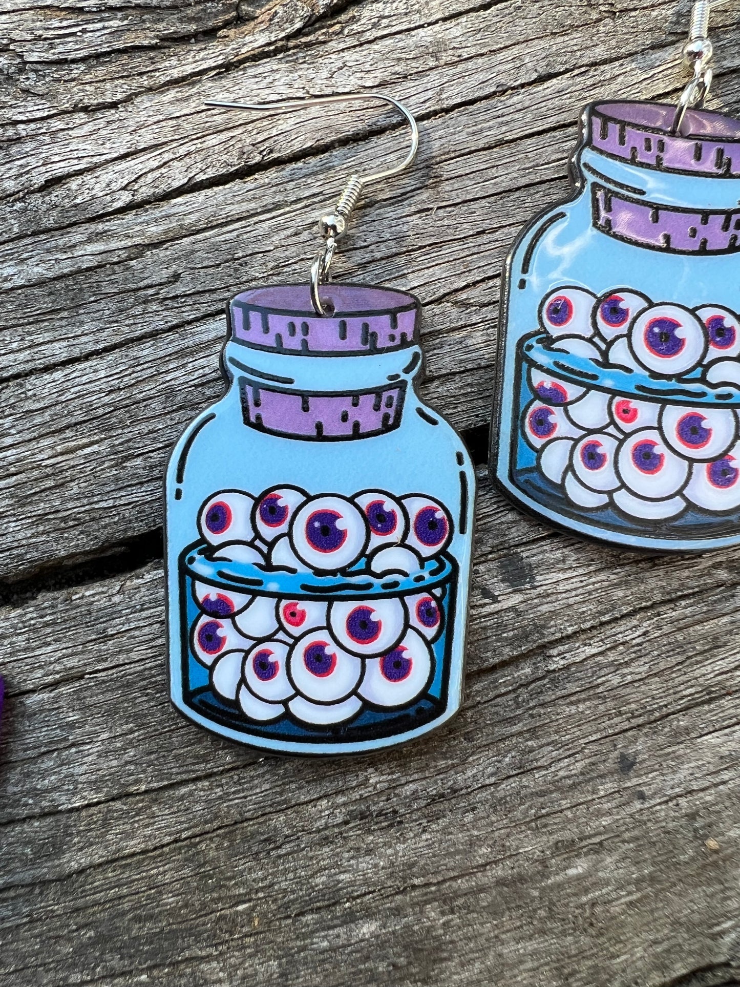 Jar of Eyeballs Halloween Earrings