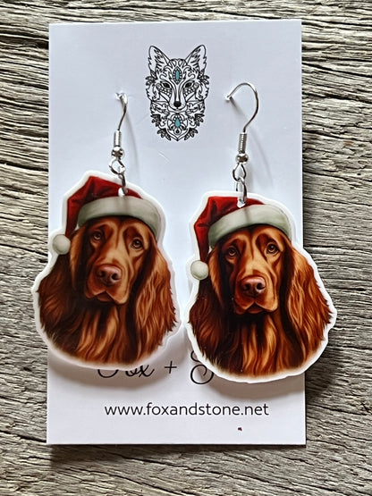 Irish Setter Xmas Dog Earrings