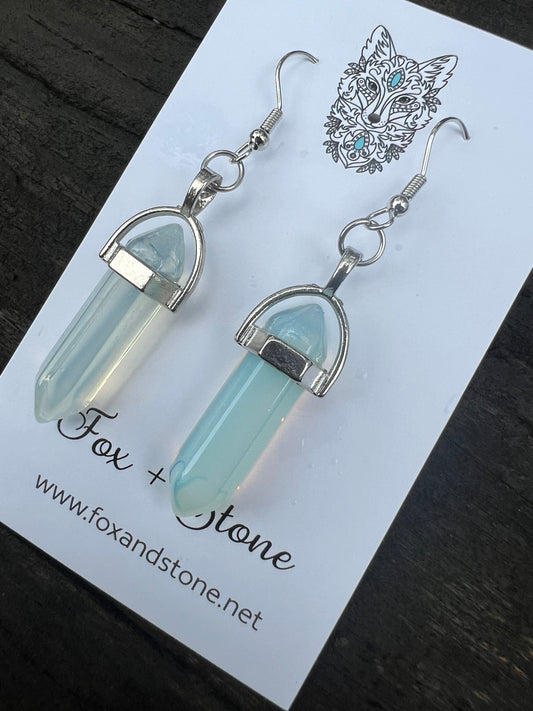 Opalite Gemstone Bullet Point Earrings