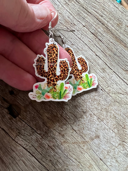 Leopard Cactus Earrings