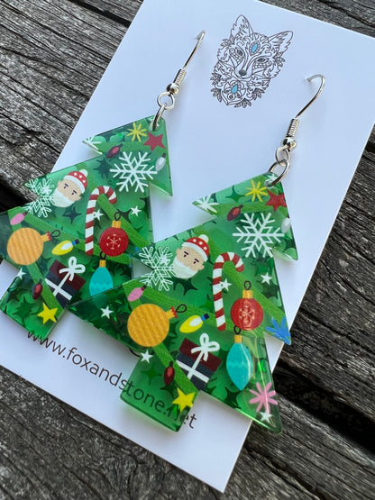 Merry Christmas Tree Earrings