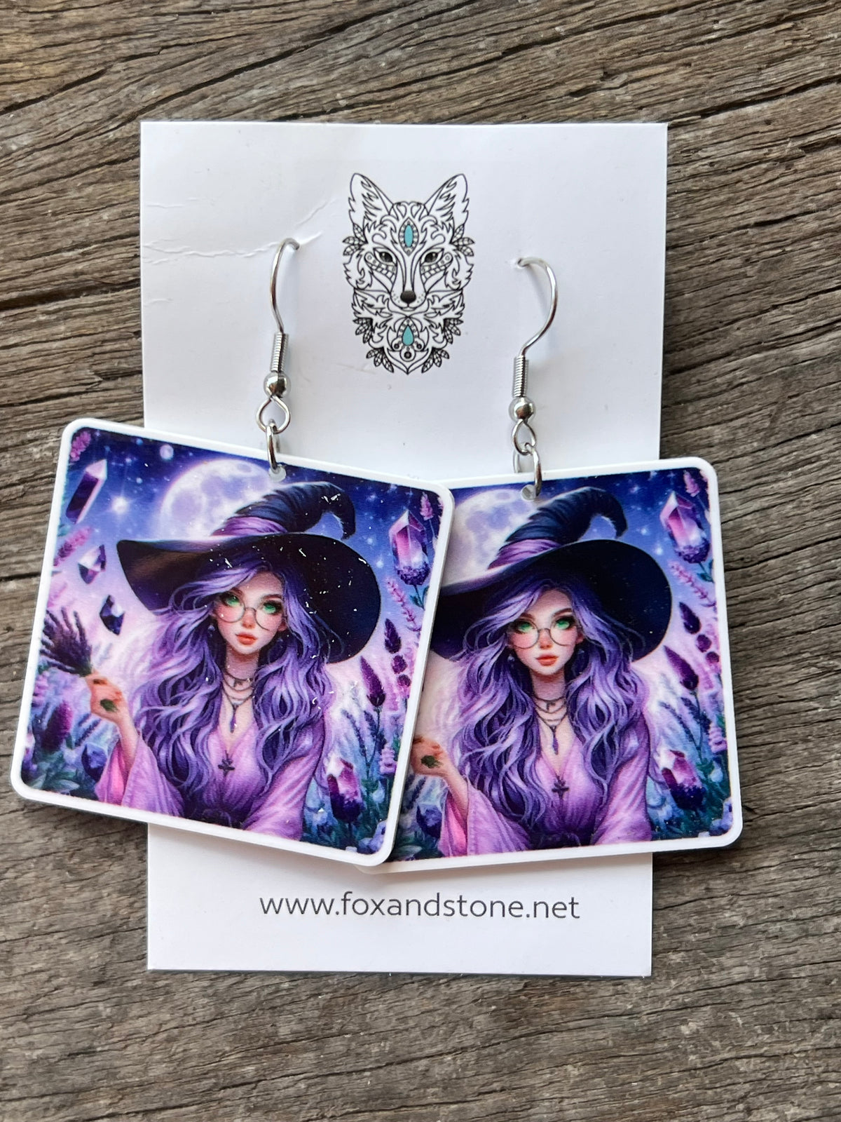 Purple Witch Earrings