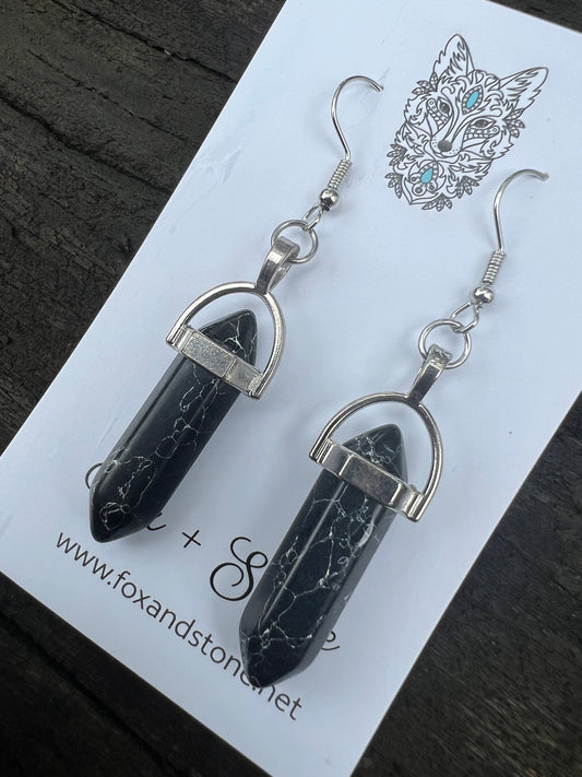 Vein Jasper Gemstone Bullet Point Earrings