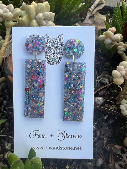 Long Fetti Sparkle Glitter Earrings