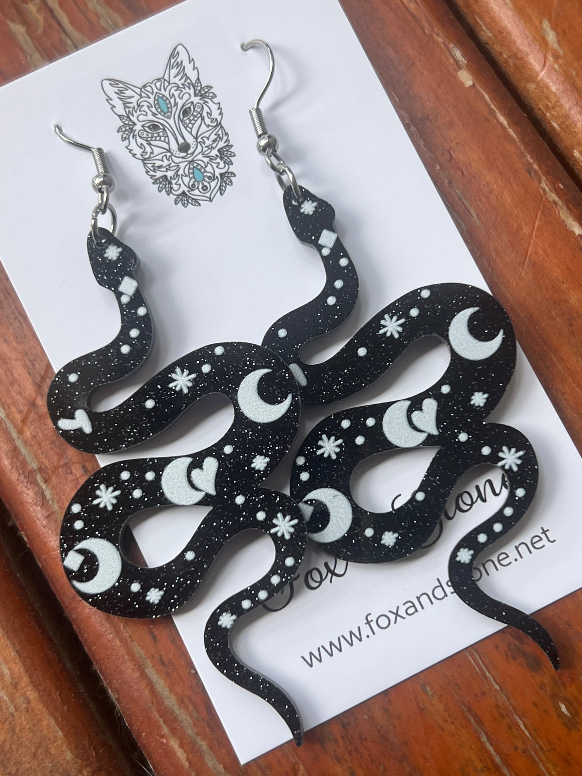 Moon Stars Snake Earrings