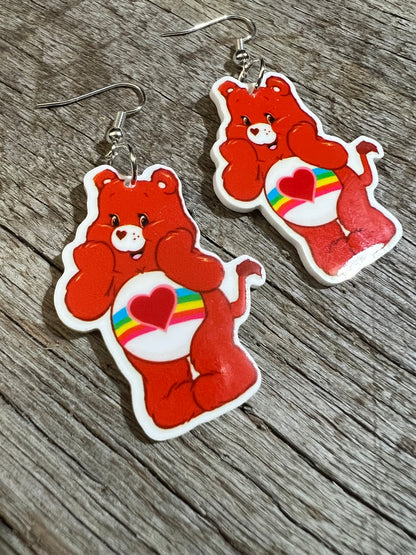 Rainbow Heart Bear Earrings
