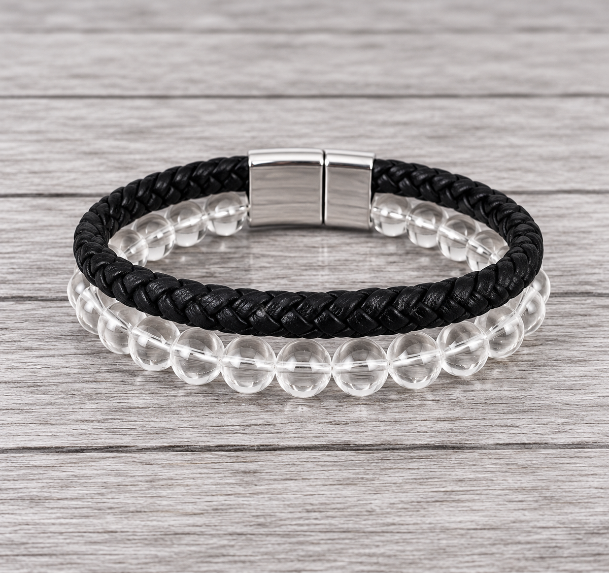 Quartz Vegan Leather Natural Gemstone Bracelet