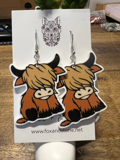 Highland Cow Coffee Earrings