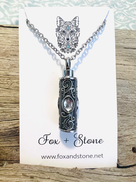 Ashes Keepsake Pendant Stainless Steel with Stones