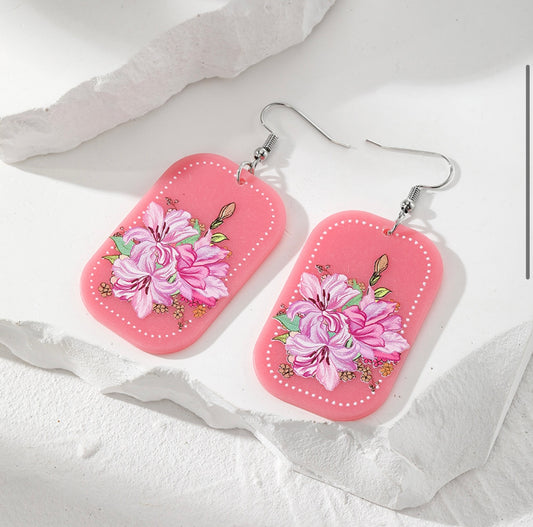 Pink Love Floral Earrings