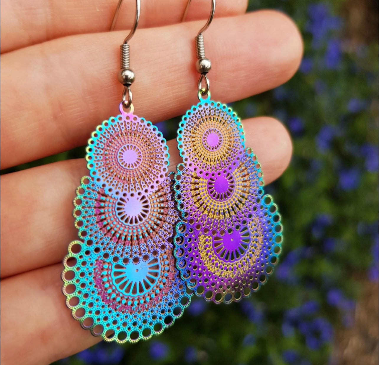Irridescent Circle Earrings