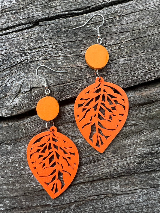 Orange Sienna Wood Earrings