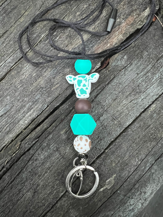 Cow Print Silicone Lanyard