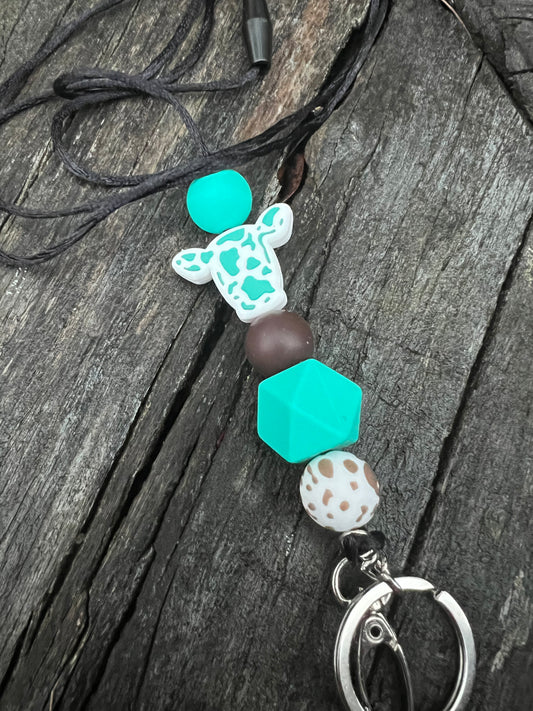 Cow Print Silicone Lanyard