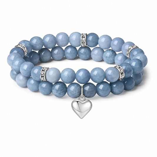 Blue Aquamarine Double Natural Stone Bracelet