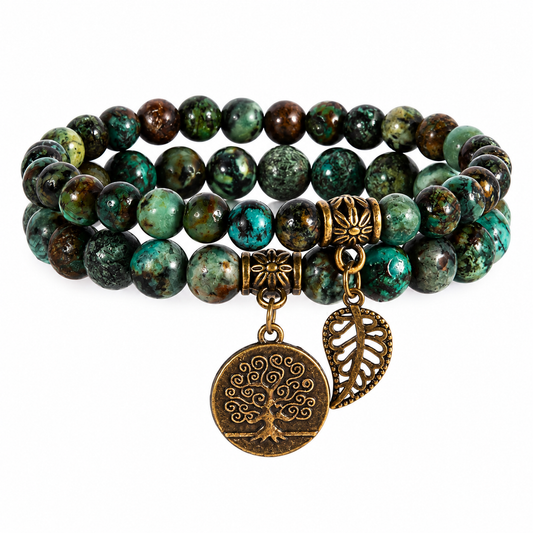 African Turquoise Double Natural Stone Bracelets