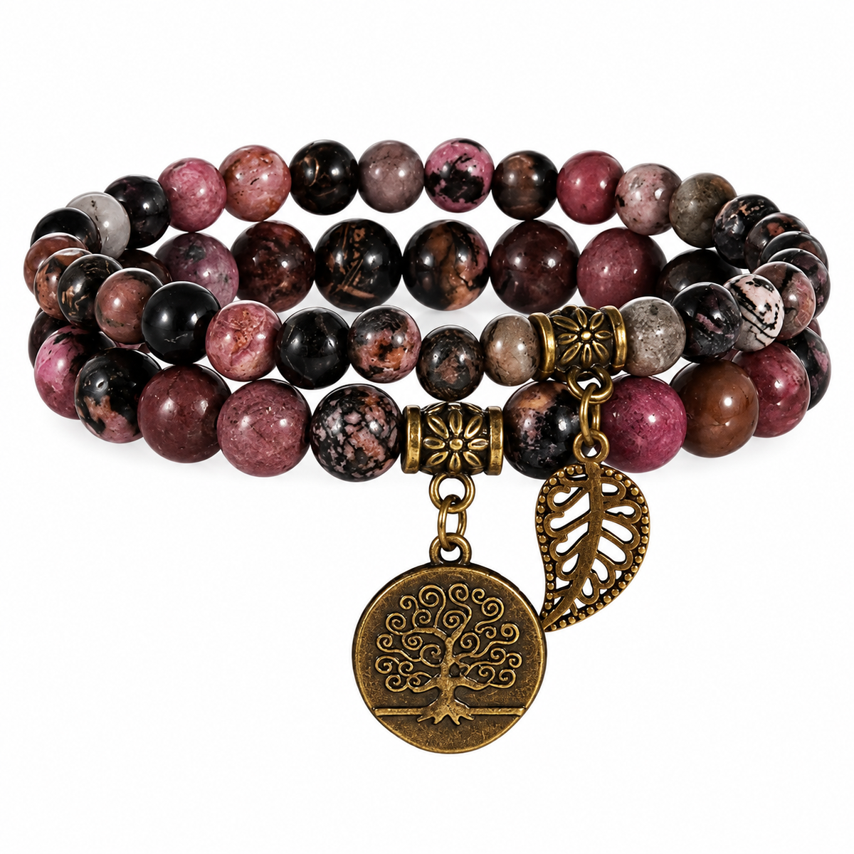 Rhodonite Double Natural Stone Bracelets