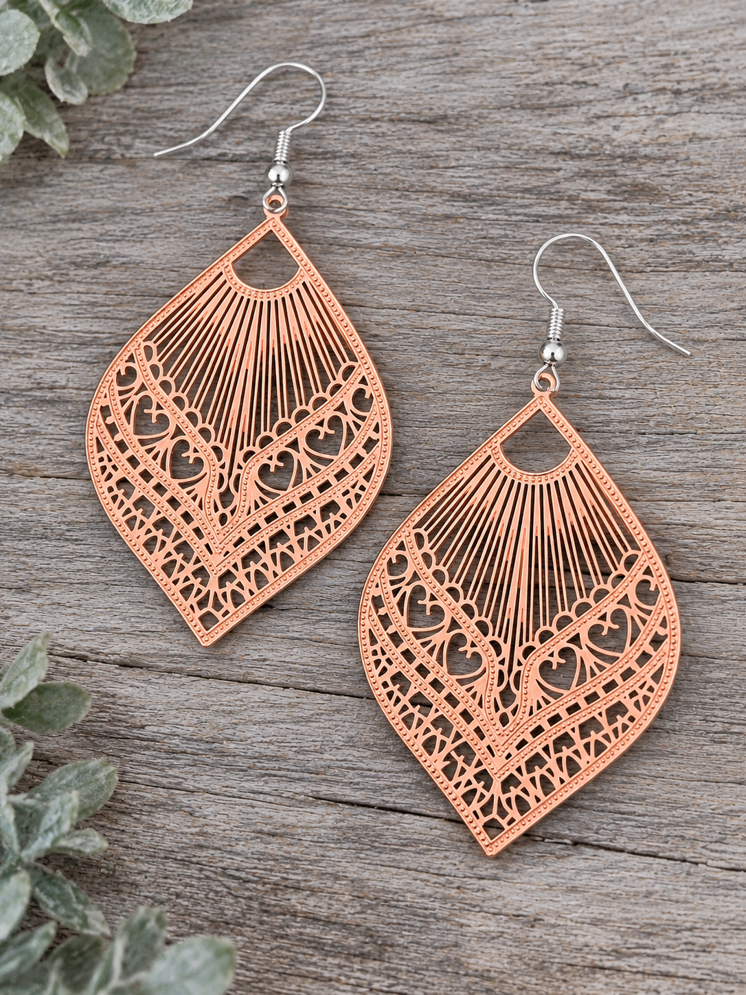 Samantha Rose Gold Shiny Filigree Earrings