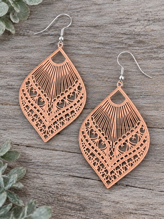 Samantha Rose Gold Shiny Filigree Earrings