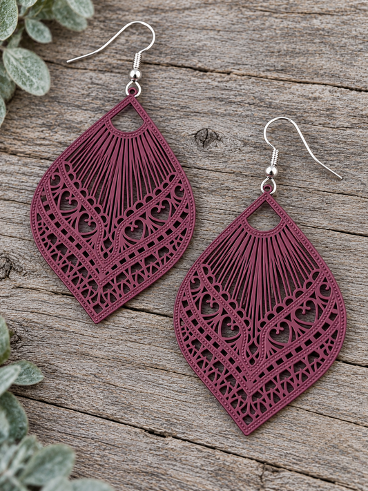Samantha Mulberry Wine Filigree Earrings