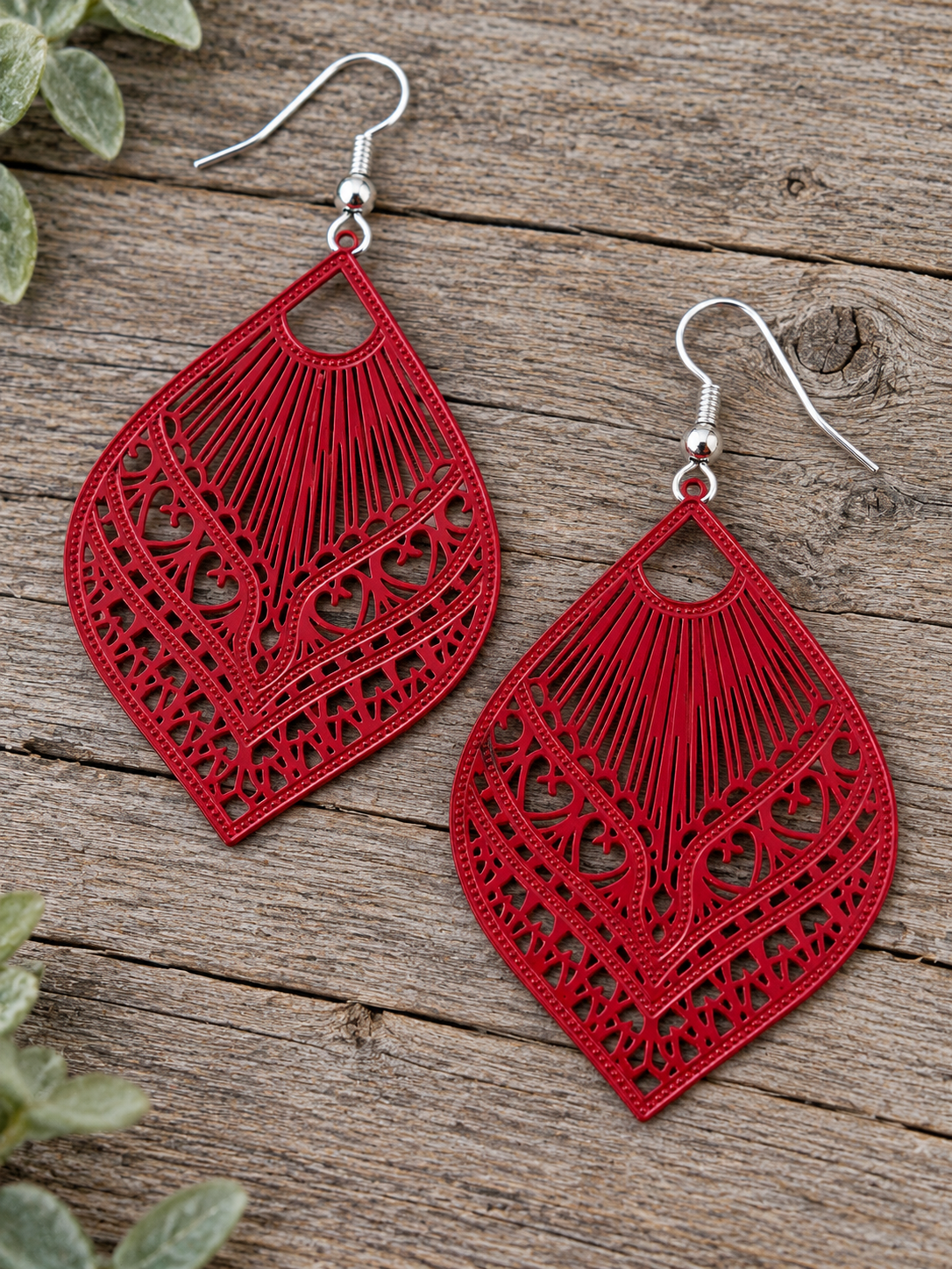 Samantha Red Filigree Earrings