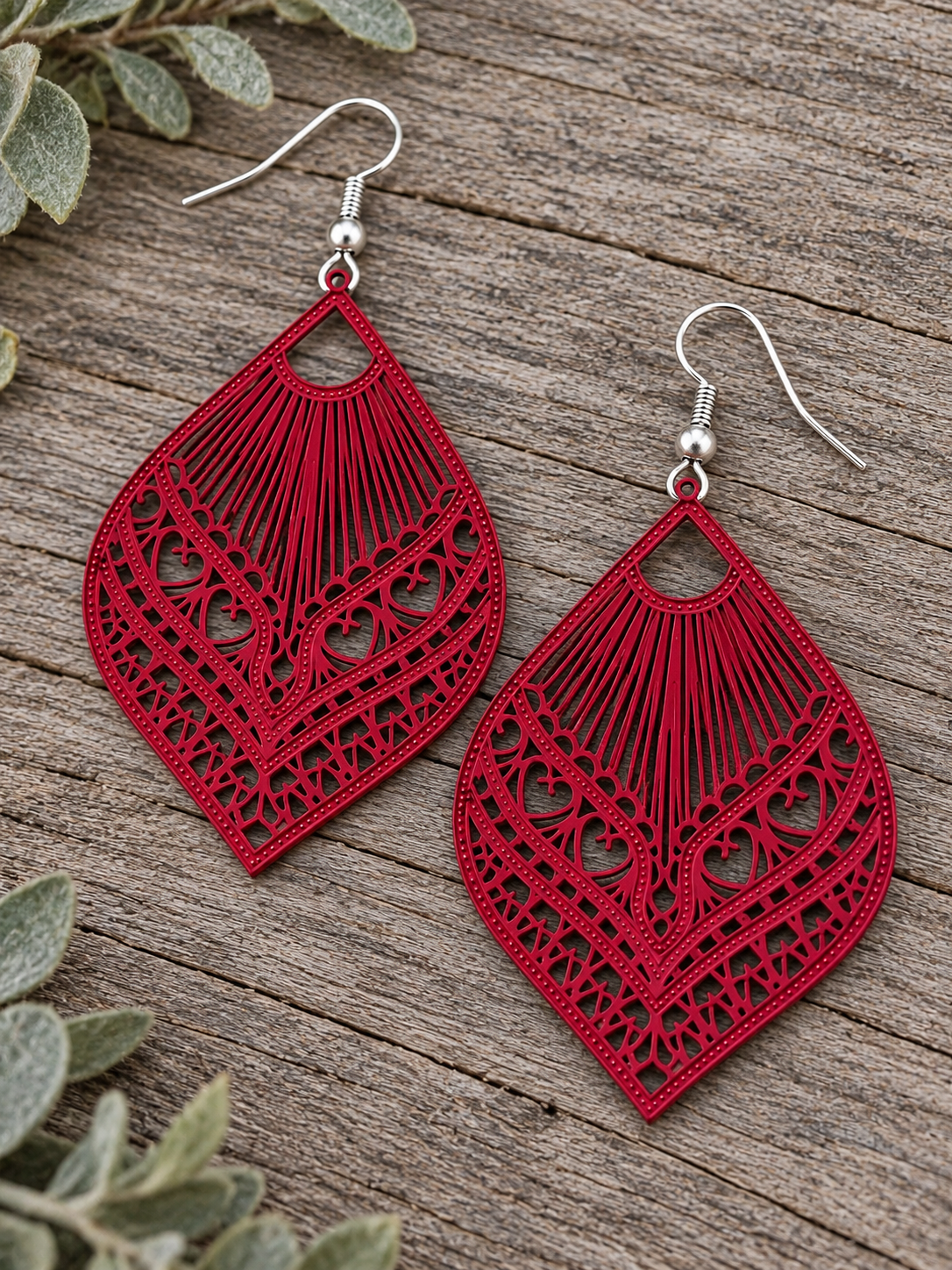 Samantha Red Filigree Earrings