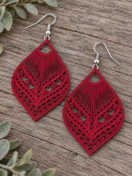 Samantha Red Filigree Earrings