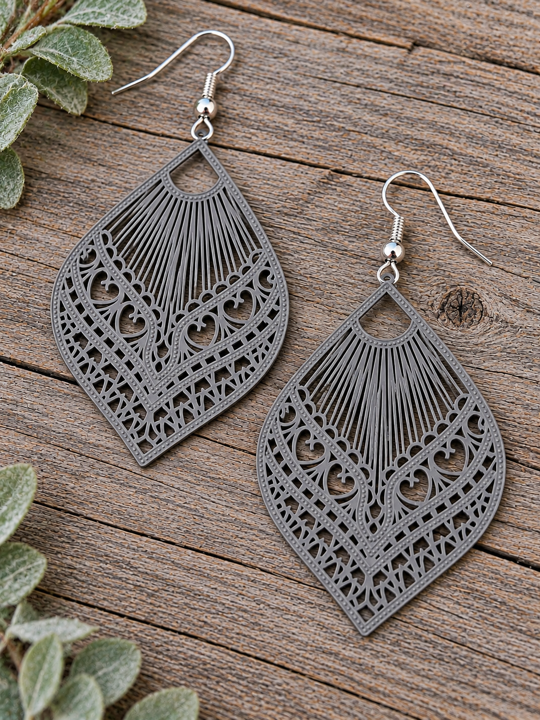 Samantha Just Grey Filigree Earrings