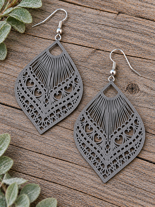 Samantha Just Grey Filigree Earrings