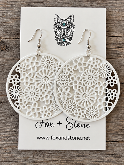 Natasha White Filigree Earrings