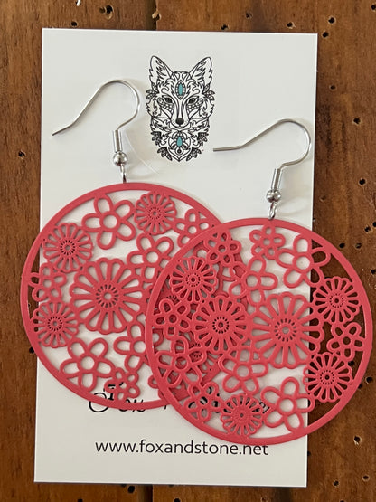 Natasha Pink Filigree Earrings