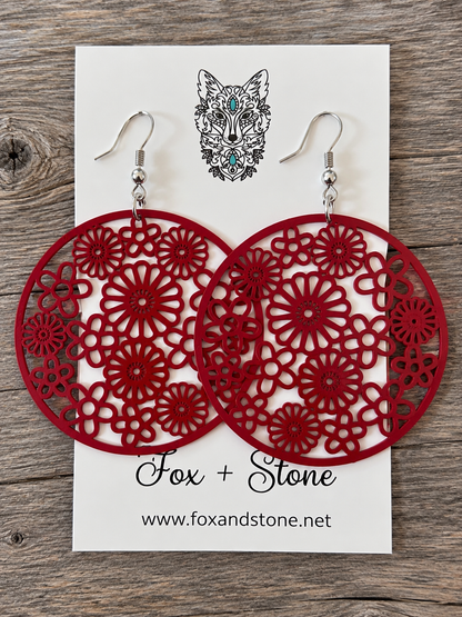 Natasha Red Filigree Earrings